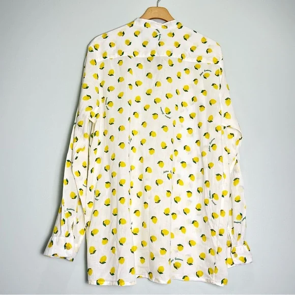 ANTICA SANTORIA Women's Tunic Blouse Long Sleeve Yellow Lemons Size Medium/Large - Picture 2 of 9